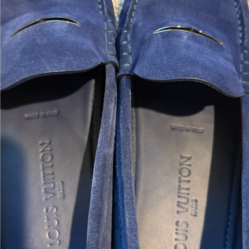 Louis Vuitton Navy Suede Loafers - Picture 2 of 5